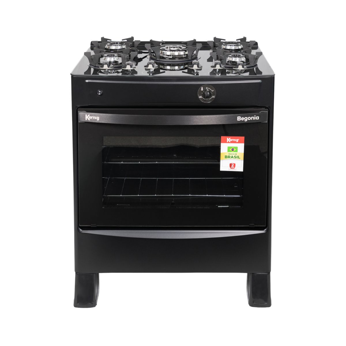 Cocina a gas 5h negra Kernig Begonia con timer digital