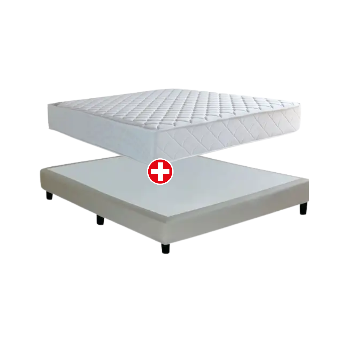 Combo Somier de Tela Beige Jaspe Maxi King 140X190cm (2 Plazas). + Colchon Maxiking Alegoria Piquet 2 Plazas (140X190X27)