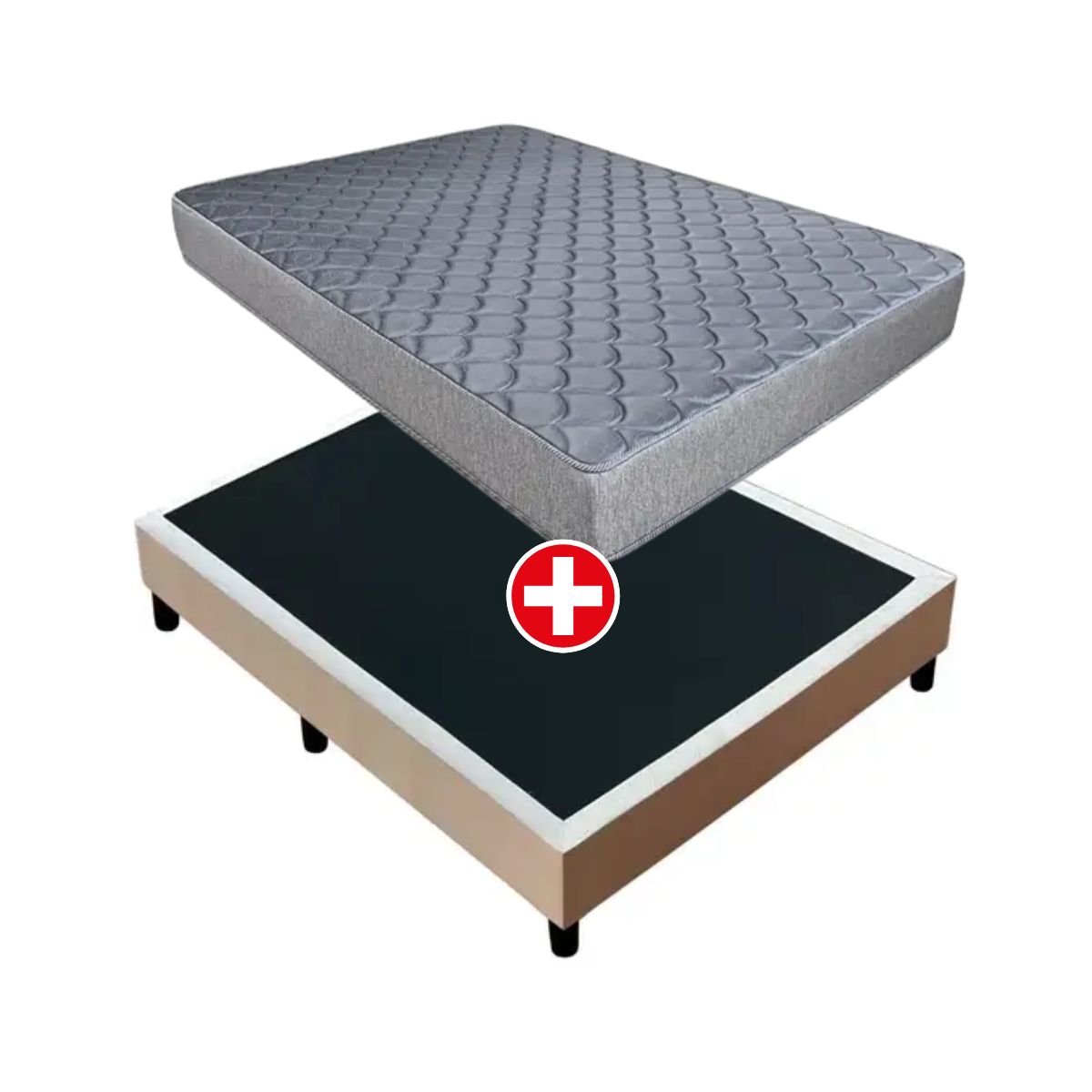 Combo Colchón Soñare 2,5 Plazas (160X190X22,5 Cm) + Somier de Tela Gris 2,5 Plazas - Soñare