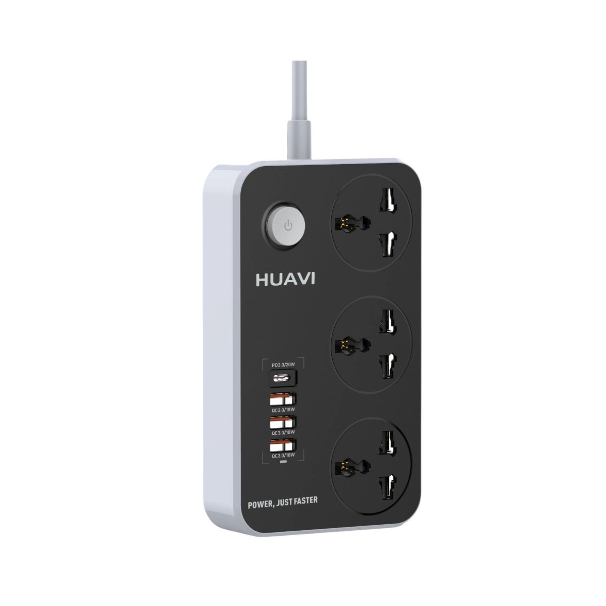 Regleta Huavi 3 enchufes + 3 USB de 38W + 1PD con cable de 2m