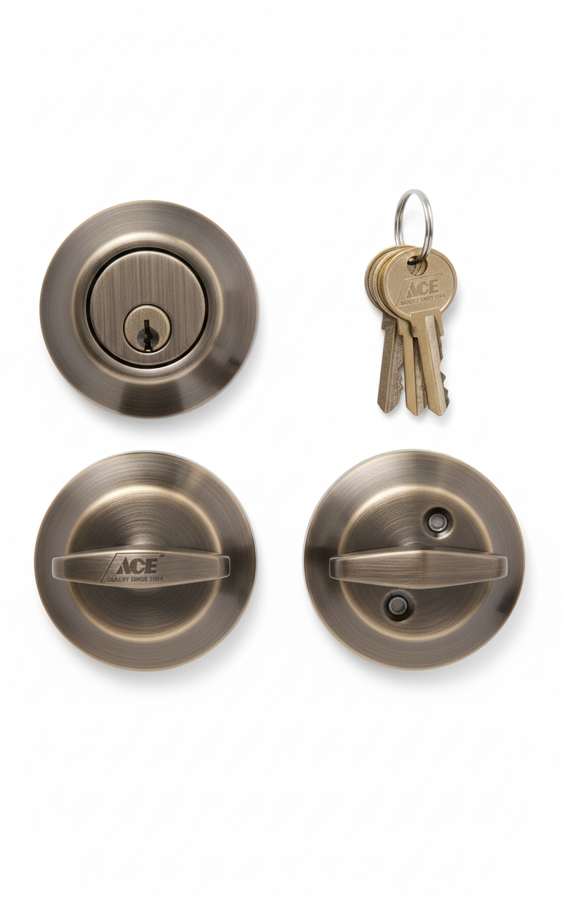 CERRADURA DE SEGURIDAD MONO CILINDRO LATON MACIZO ACE